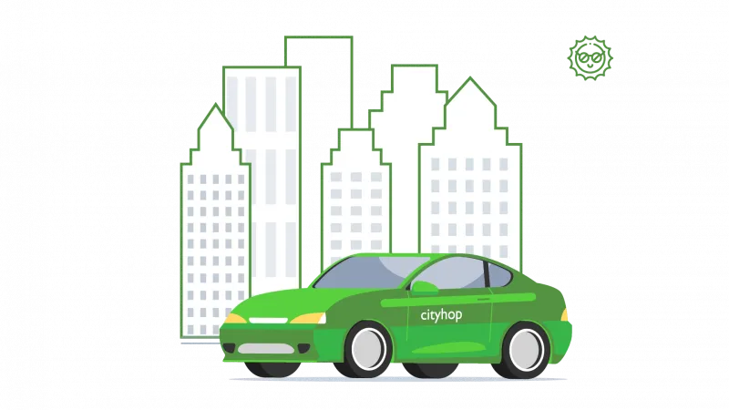 Drive your car and end the trip within the app - cityhop illustration